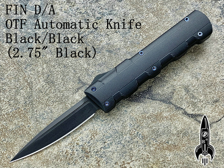 D Rocket Designs  FIN D/A OTF Automatic Knife Black/Black (2.75